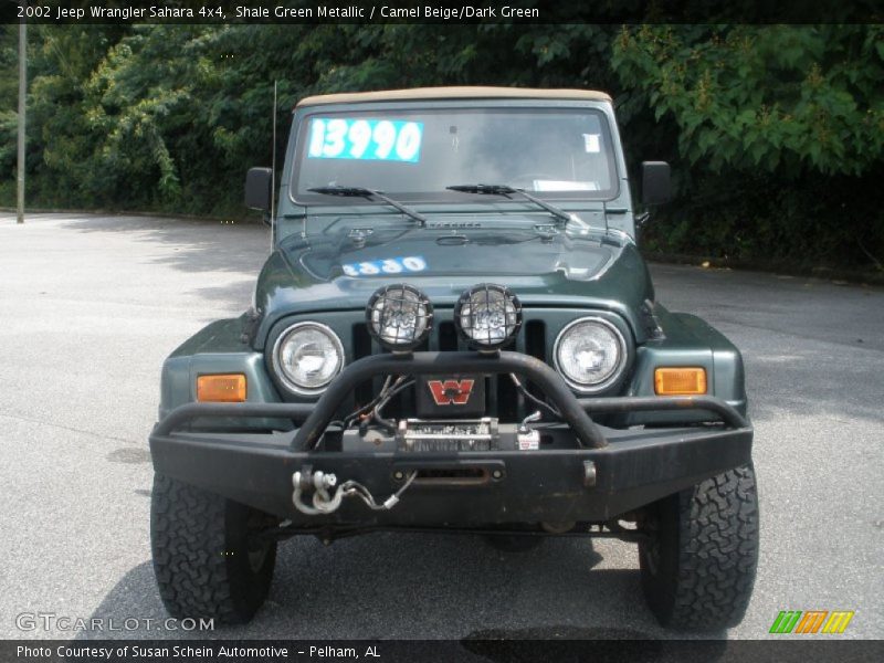 Shale Green Metallic / Camel Beige/Dark Green 2002 Jeep Wrangler Sahara 4x4