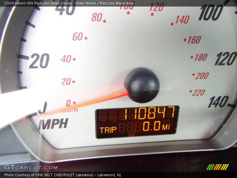 Silver Nickel / Red Line Black/Blue 2004 Saturn ION Red Line Quad Coupe