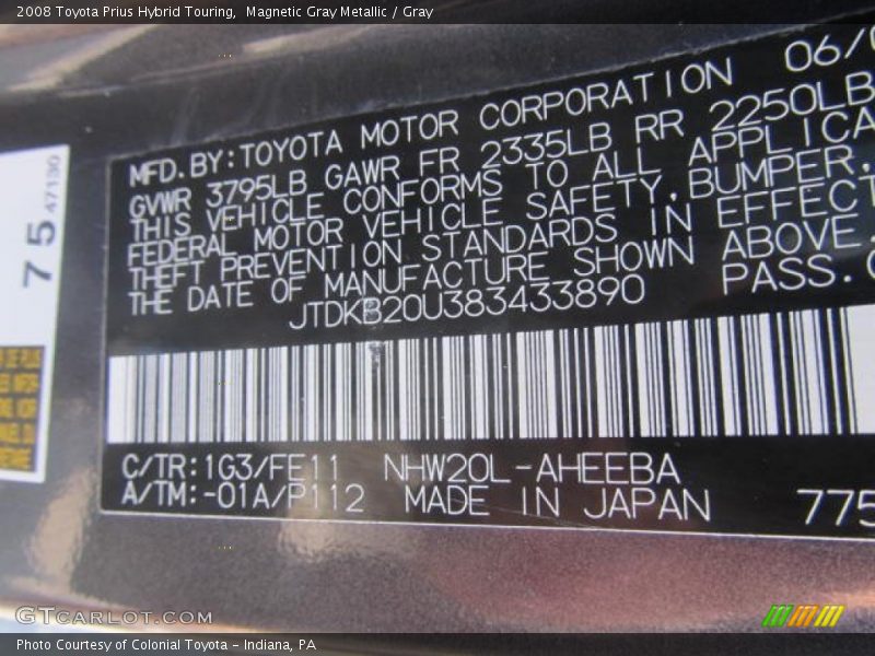 Magnetic Gray Metallic / Gray 2008 Toyota Prius Hybrid Touring