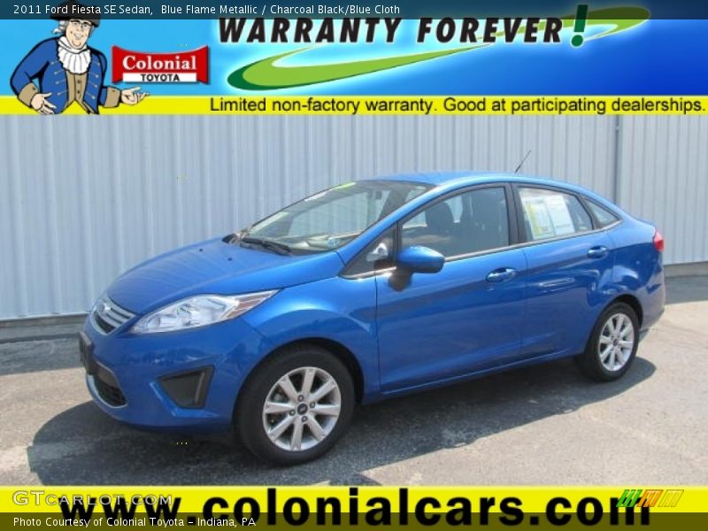 Blue Flame Metallic / Charcoal Black/Blue Cloth 2011 Ford Fiesta SE Sedan