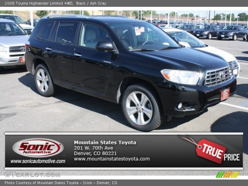 Black / Ash Gray 2008 Toyota Highlander Limited 4WD