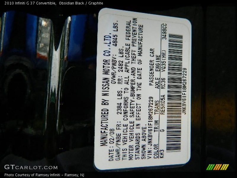 Obsidian Black / Graphite 2010 Infiniti G 37 Convertible