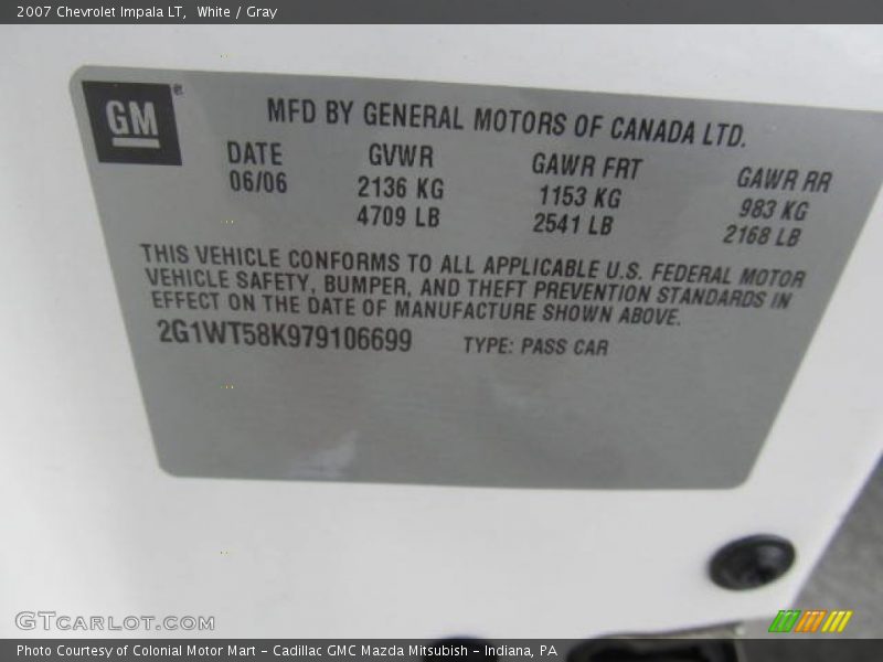 White / Gray 2007 Chevrolet Impala LT
