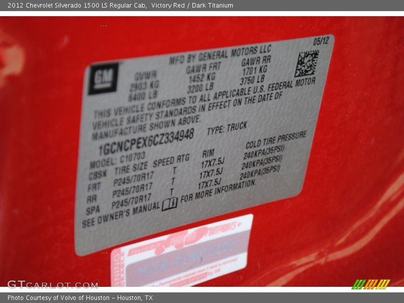 Victory Red / Dark Titanium 2012 Chevrolet Silverado 1500 LS Regular Cab