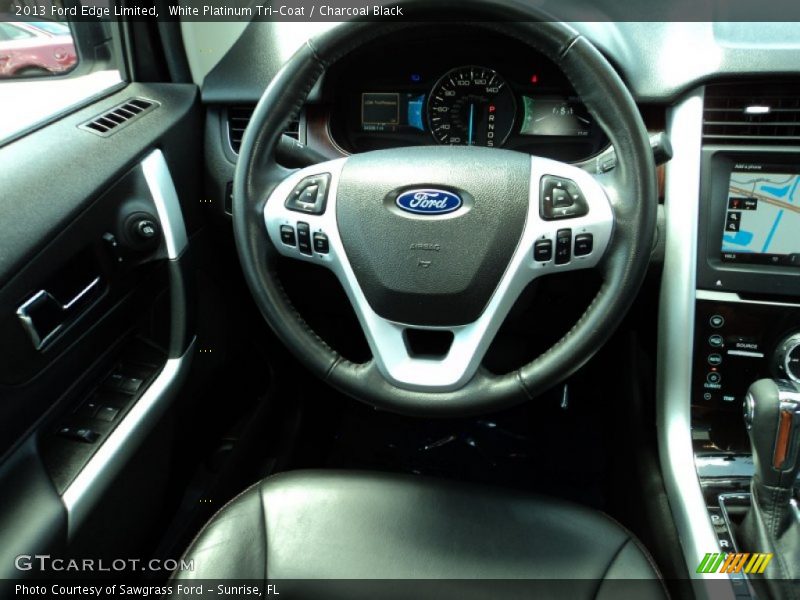 White Platinum Tri-Coat / Charcoal Black 2013 Ford Edge Limited