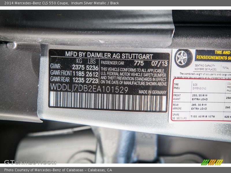 Iridium Silver Metallic / Black 2014 Mercedes-Benz CLS 550 Coupe