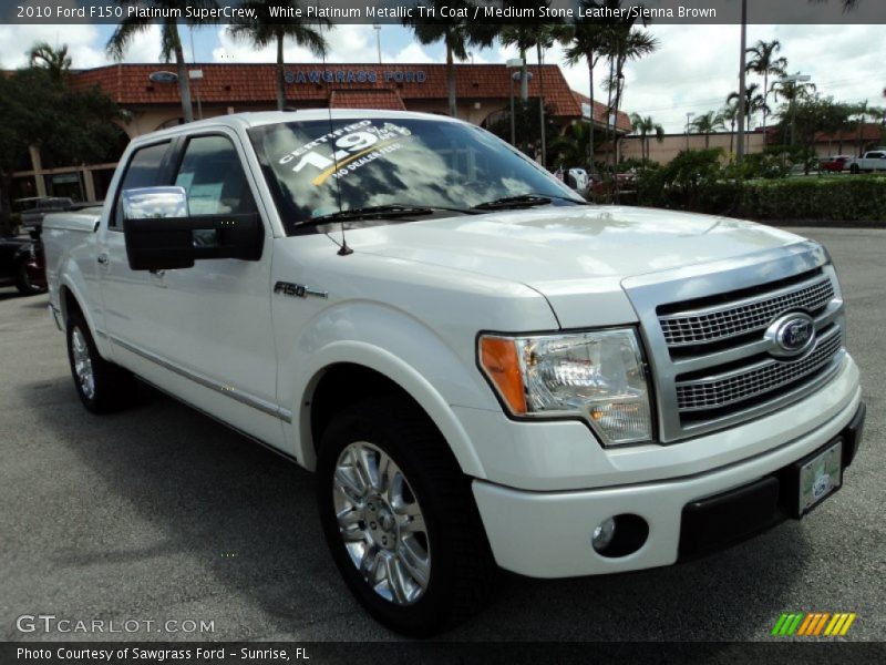 White Platinum Metallic Tri Coat / Medium Stone Leather/Sienna Brown 2010 Ford F150 Platinum SuperCrew