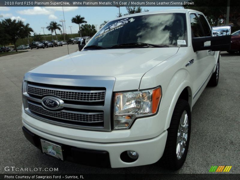 White Platinum Metallic Tri Coat / Medium Stone Leather/Sienna Brown 2010 Ford F150 Platinum SuperCrew