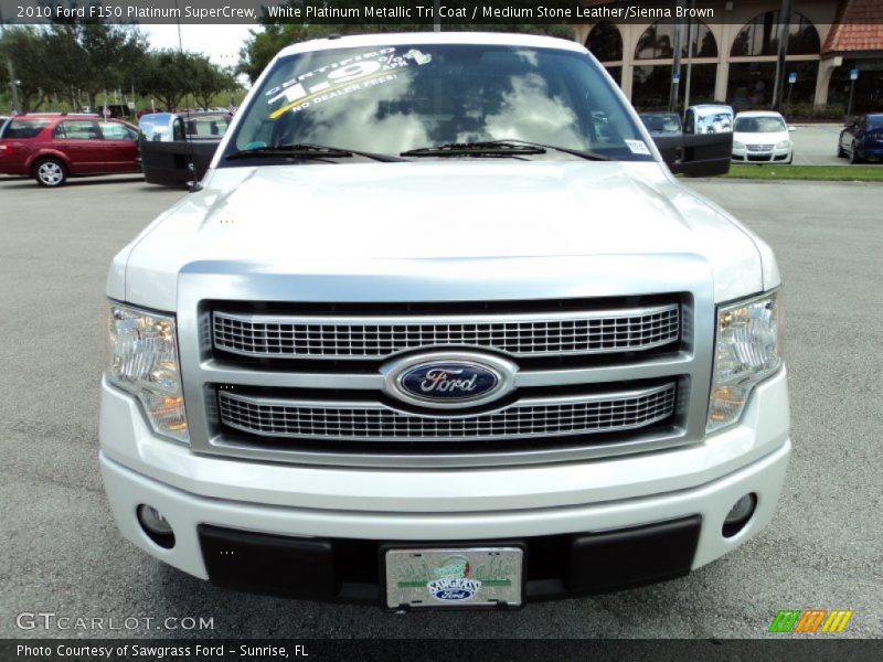 White Platinum Metallic Tri Coat / Medium Stone Leather/Sienna Brown 2010 Ford F150 Platinum SuperCrew