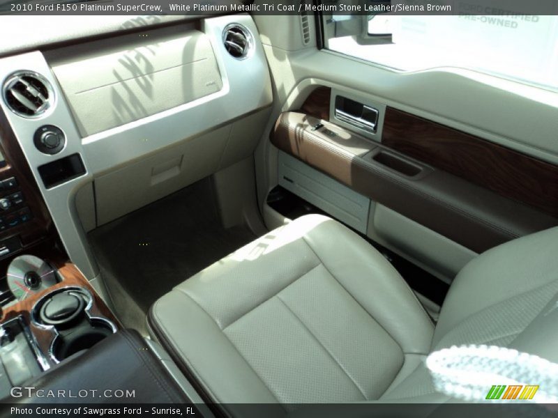 White Platinum Metallic Tri Coat / Medium Stone Leather/Sienna Brown 2010 Ford F150 Platinum SuperCrew