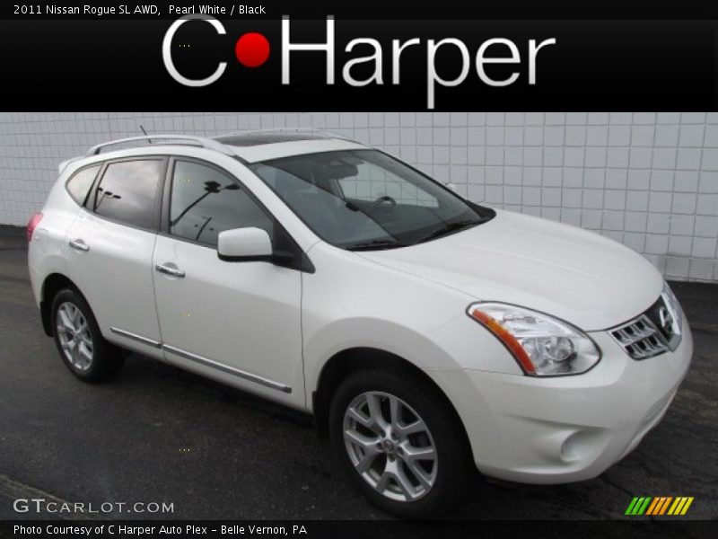 Pearl White / Black 2011 Nissan Rogue SL AWD