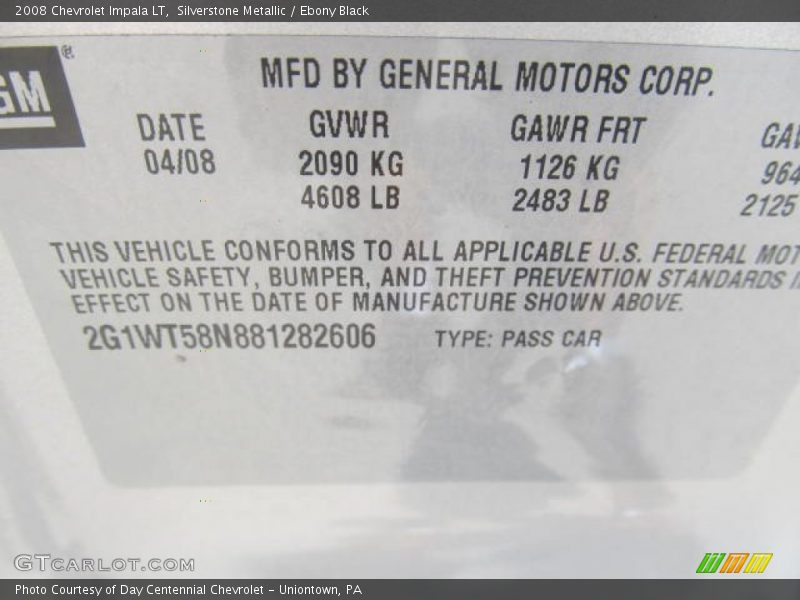 Silverstone Metallic / Ebony Black 2008 Chevrolet Impala LT