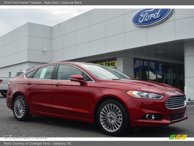 Ruby Red / Charcoal Black 2014 Ford Fusion Titanium
