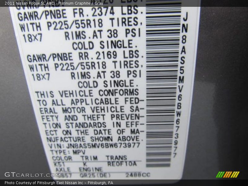 Platinum Graphite / Gray 2011 Nissan Rogue SL AWD