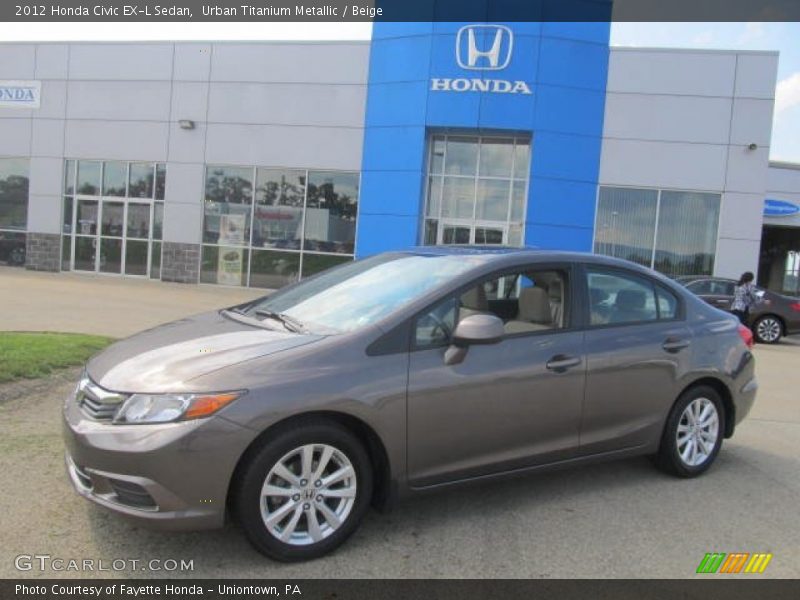Urban Titanium Metallic / Beige 2012 Honda Civic EX-L Sedan