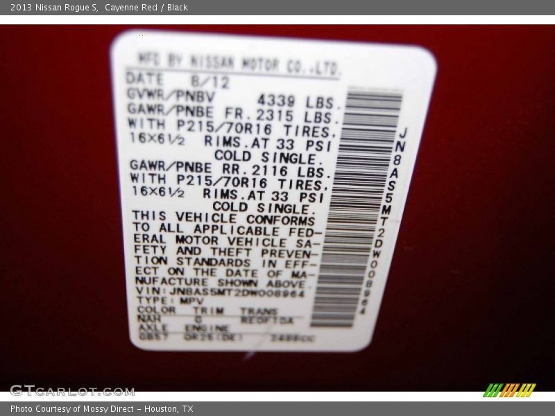 Cayenne Red / Black 2013 Nissan Rogue S