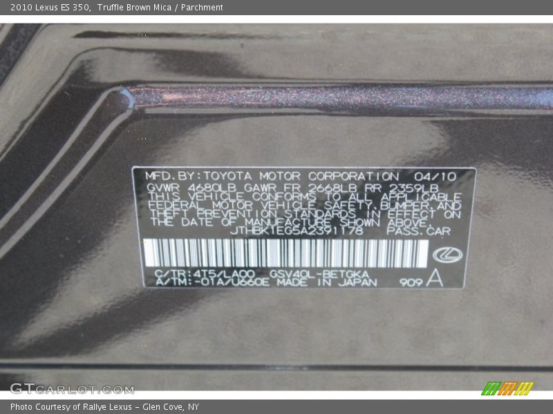 Truffle Brown Mica / Parchment 2010 Lexus ES 350