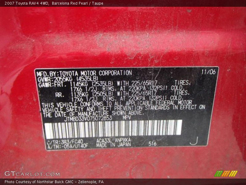 Barcelona Red Pearl / Taupe 2007 Toyota RAV4 4WD