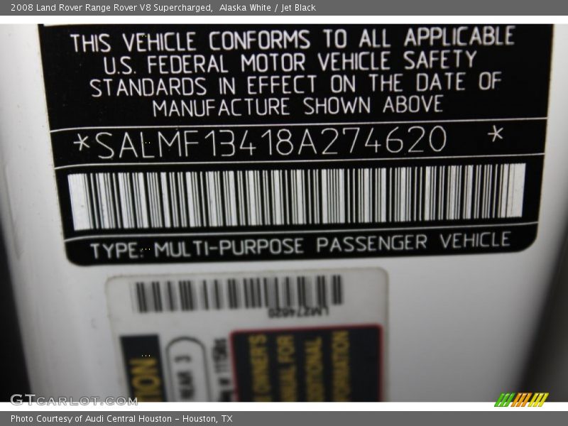 Alaska White / Jet Black 2008 Land Rover Range Rover V8 Supercharged