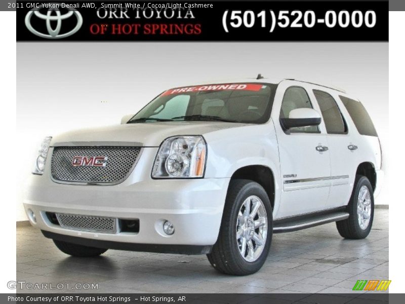 Summit White / Cocoa/Light Cashmere 2011 GMC Yukon Denali AWD