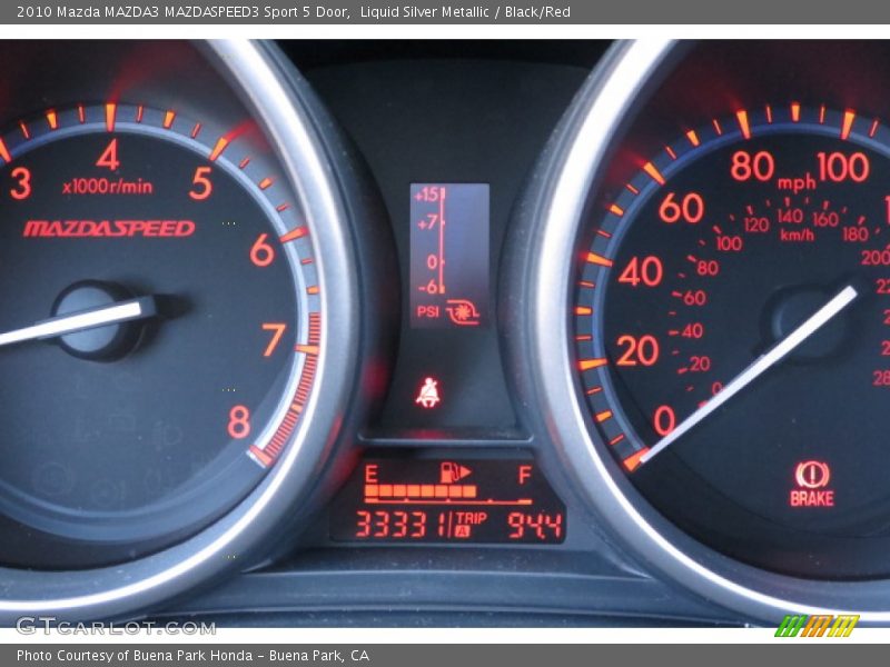 Liquid Silver Metallic / Black/Red 2010 Mazda MAZDA3 MAZDASPEED3 Sport 5 Door