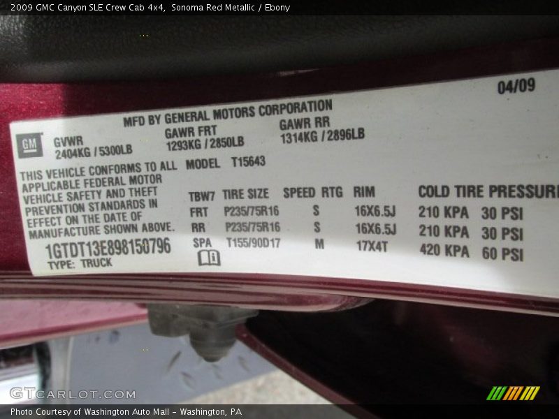 Sonoma Red Metallic / Ebony 2009 GMC Canyon SLE Crew Cab 4x4