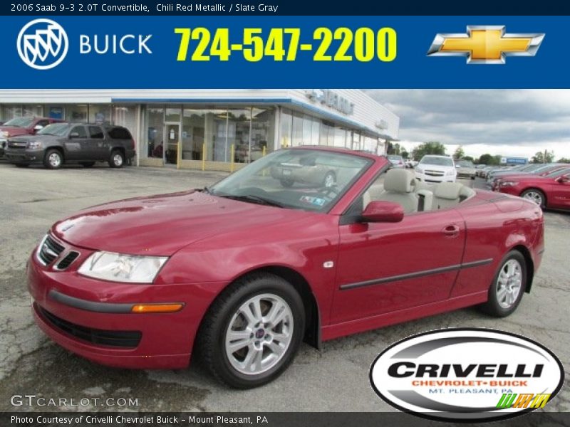 Chili Red Metallic / Slate Gray 2006 Saab 9-3 2.0T Convertible