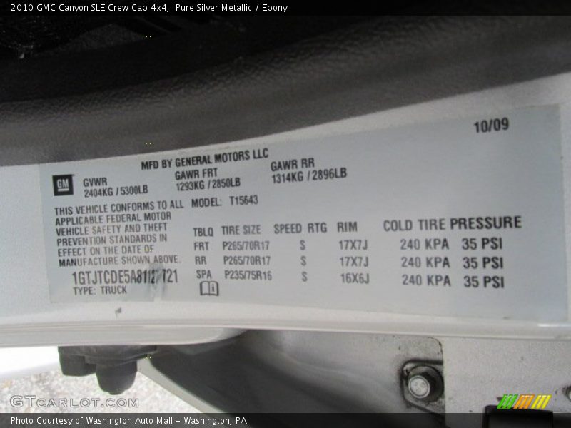 Pure Silver Metallic / Ebony 2010 GMC Canyon SLE Crew Cab 4x4