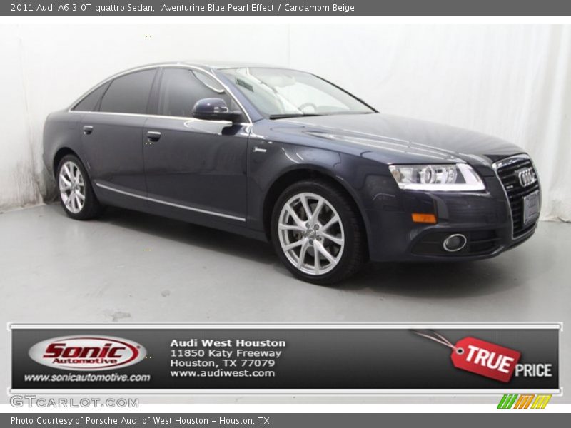 Aventurine Blue Pearl Effect / Cardamom Beige 2011 Audi A6 3.0T quattro Sedan