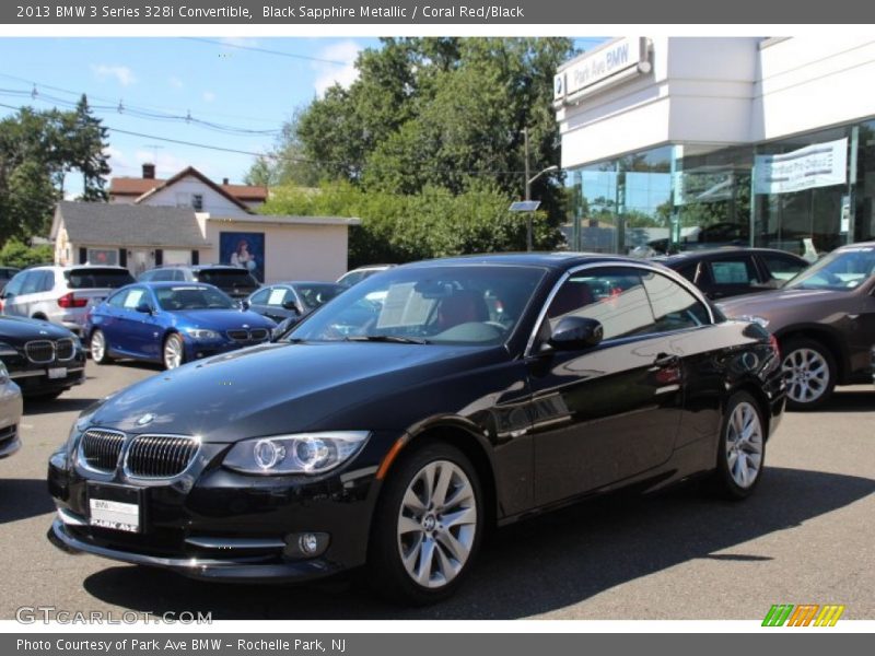 Black Sapphire Metallic / Coral Red/Black 2013 BMW 3 Series 328i Convertible