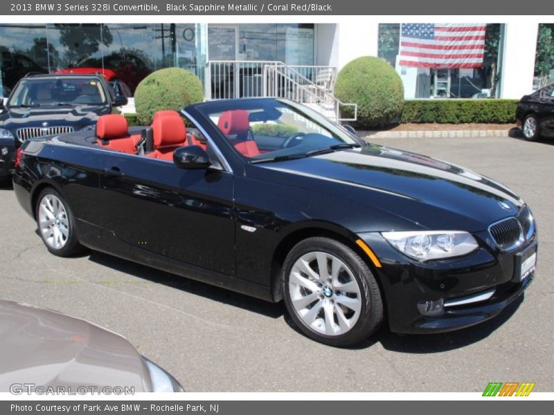 Black Sapphire Metallic / Coral Red/Black 2013 BMW 3 Series 328i Convertible