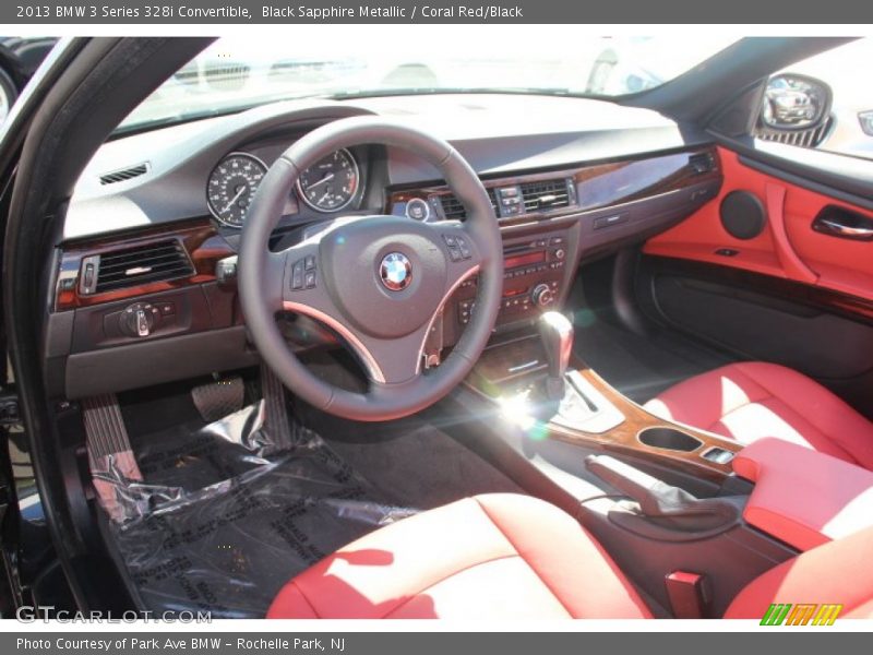 Black Sapphire Metallic / Coral Red/Black 2013 BMW 3 Series 328i Convertible