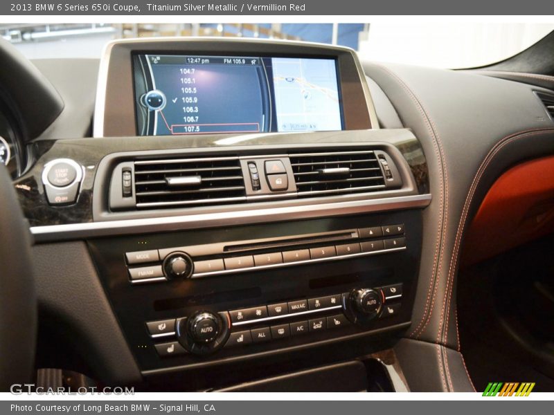 Titanium Silver Metallic / Vermillion Red 2013 BMW 6 Series 650i Coupe