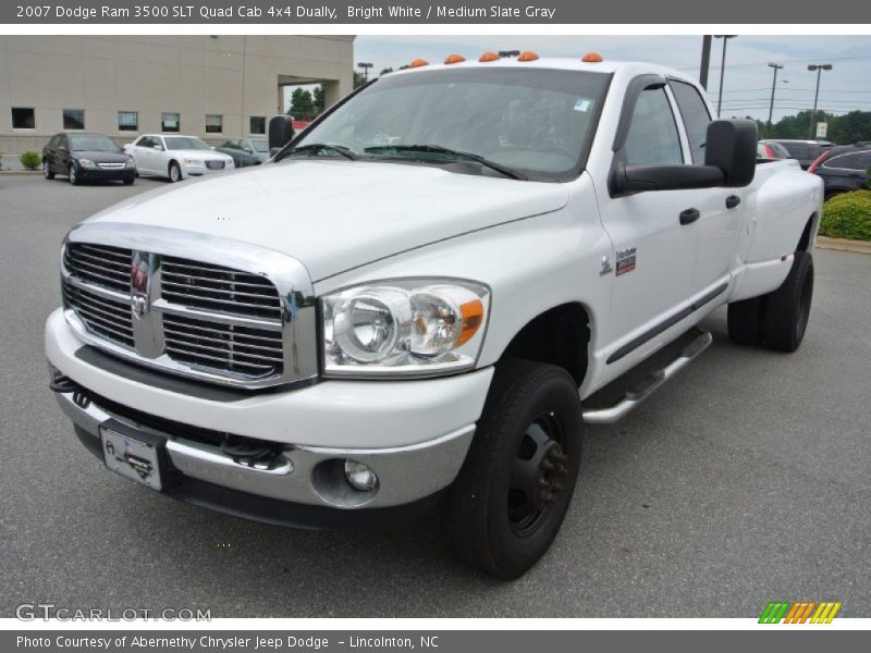 Bright White / Medium Slate Gray 2007 Dodge Ram 3500 SLT Quad Cab 4x4 Dually