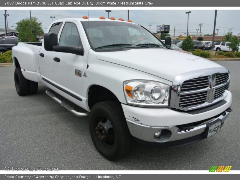 Bright White / Medium Slate Gray 2007 Dodge Ram 3500 SLT Quad Cab 4x4 Dually