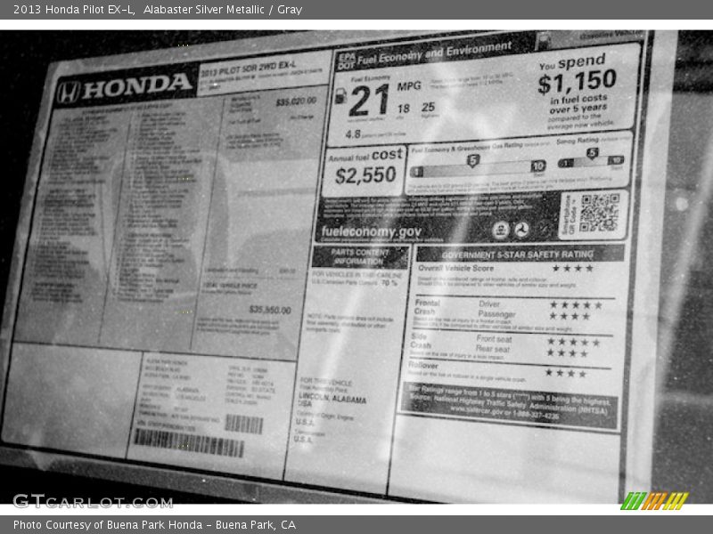 Alabaster Silver Metallic / Gray 2013 Honda Pilot EX-L