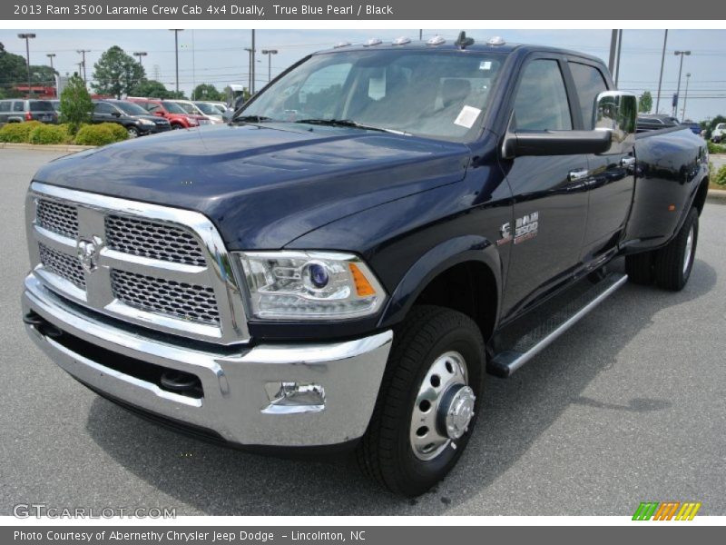 True Blue Pearl / Black 2013 Ram 3500 Laramie Crew Cab 4x4 Dually