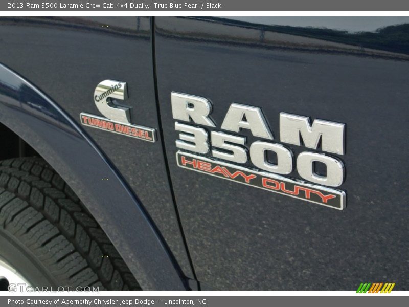True Blue Pearl / Black 2013 Ram 3500 Laramie Crew Cab 4x4 Dually