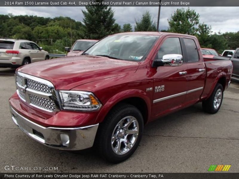 Deep Cherry Red Crystal Pearl / Canyon Brown/Light Frost Beige 2014 Ram 1500 Laramie Quad Cab 4x4