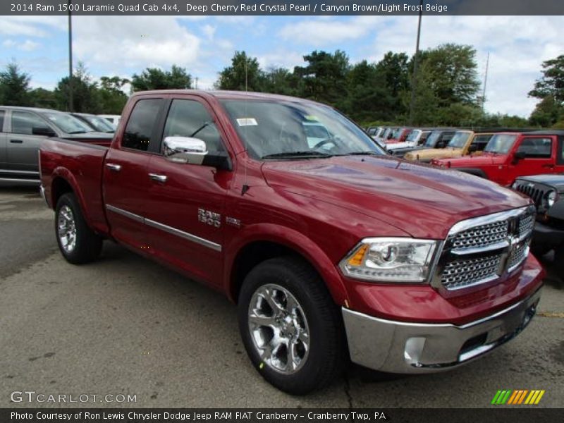 Deep Cherry Red Crystal Pearl / Canyon Brown/Light Frost Beige 2014 Ram 1500 Laramie Quad Cab 4x4