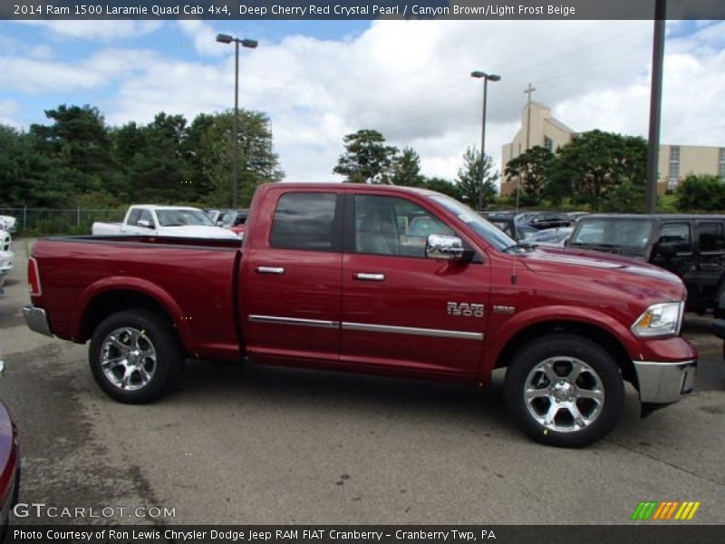 Deep Cherry Red Crystal Pearl / Canyon Brown/Light Frost Beige 2014 Ram 1500 Laramie Quad Cab 4x4