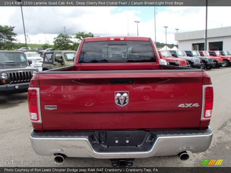 Deep Cherry Red Crystal Pearl / Canyon Brown/Light Frost Beige 2014 Ram 1500 Laramie Quad Cab 4x4