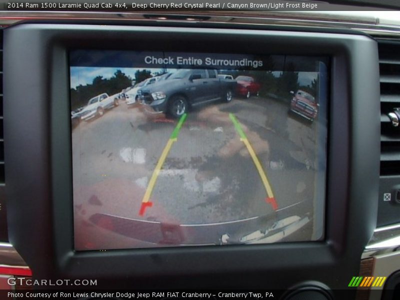 Deep Cherry Red Crystal Pearl / Canyon Brown/Light Frost Beige 2014 Ram 1500 Laramie Quad Cab 4x4