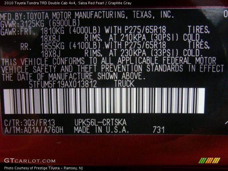 Salsa Red Pearl / Graphite Gray 2010 Toyota Tundra TRD Double Cab 4x4