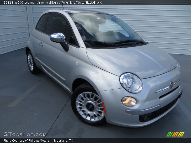 Argento (Silver) / Pelle Nera/Nera (Black/Black) 2012 Fiat 500 Lounge