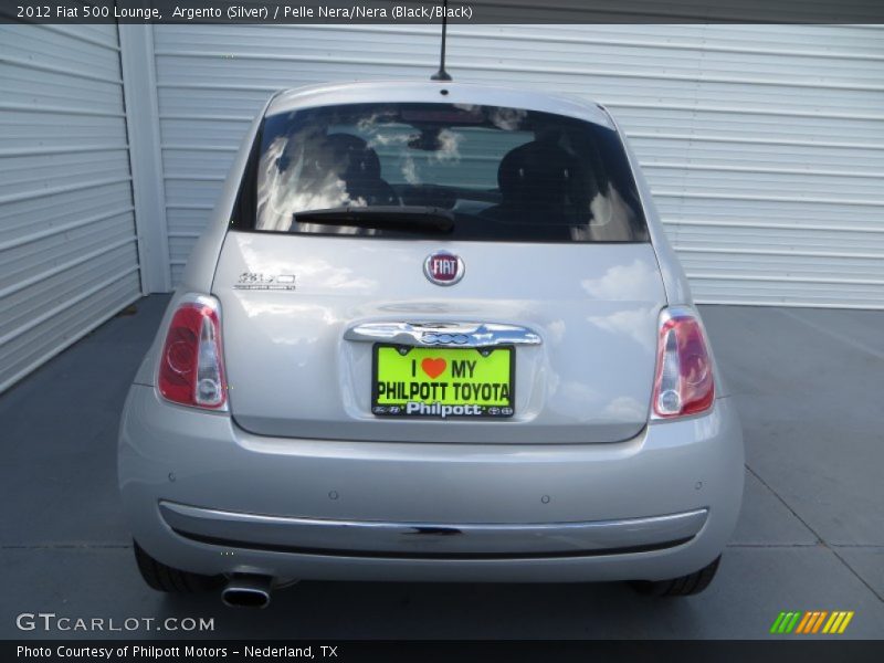 Argento (Silver) / Pelle Nera/Nera (Black/Black) 2012 Fiat 500 Lounge