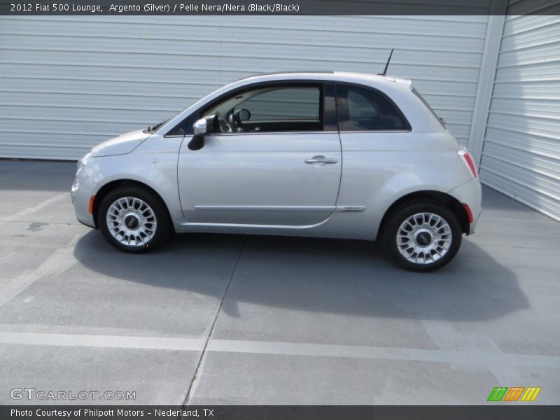 Argento (Silver) / Pelle Nera/Nera (Black/Black) 2012 Fiat 500 Lounge