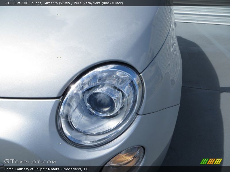 Argento (Silver) / Pelle Nera/Nera (Black/Black) 2012 Fiat 500 Lounge