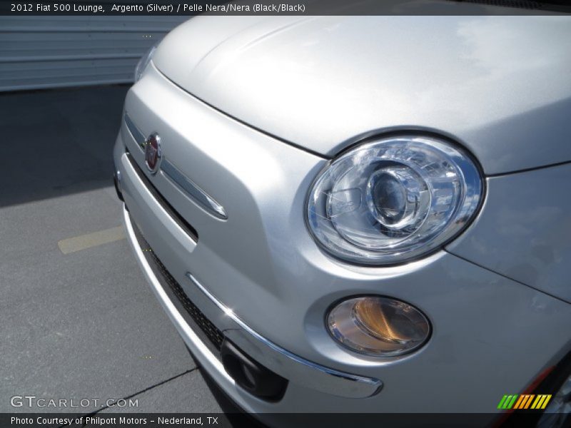 Argento (Silver) / Pelle Nera/Nera (Black/Black) 2012 Fiat 500 Lounge