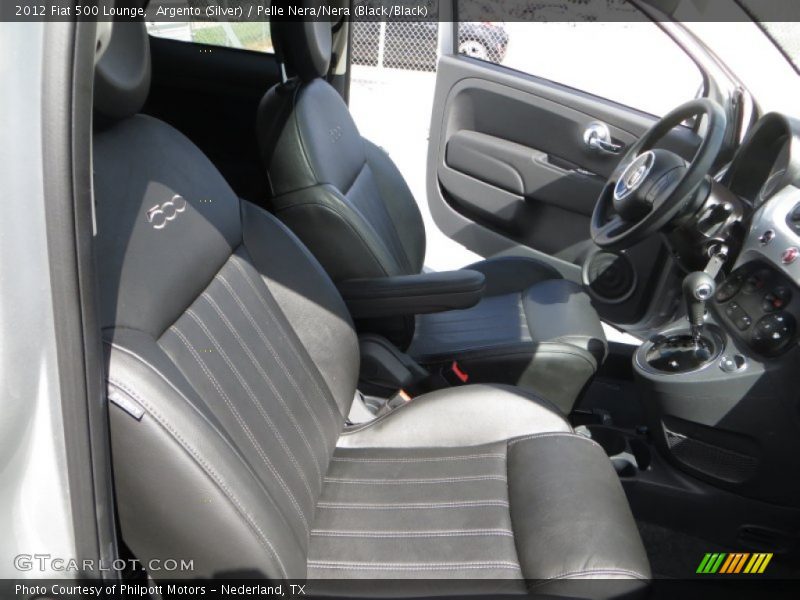 Argento (Silver) / Pelle Nera/Nera (Black/Black) 2012 Fiat 500 Lounge